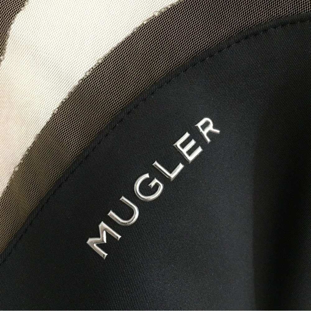 Mugler Sheer Mesh Cutout Bodysuit Black Long Sleeve - Picture 4 of 8
